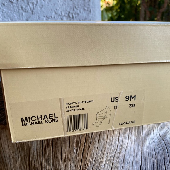 Michael Kors Damita Platform Leather Brown/Gold - Picture 8 of 10